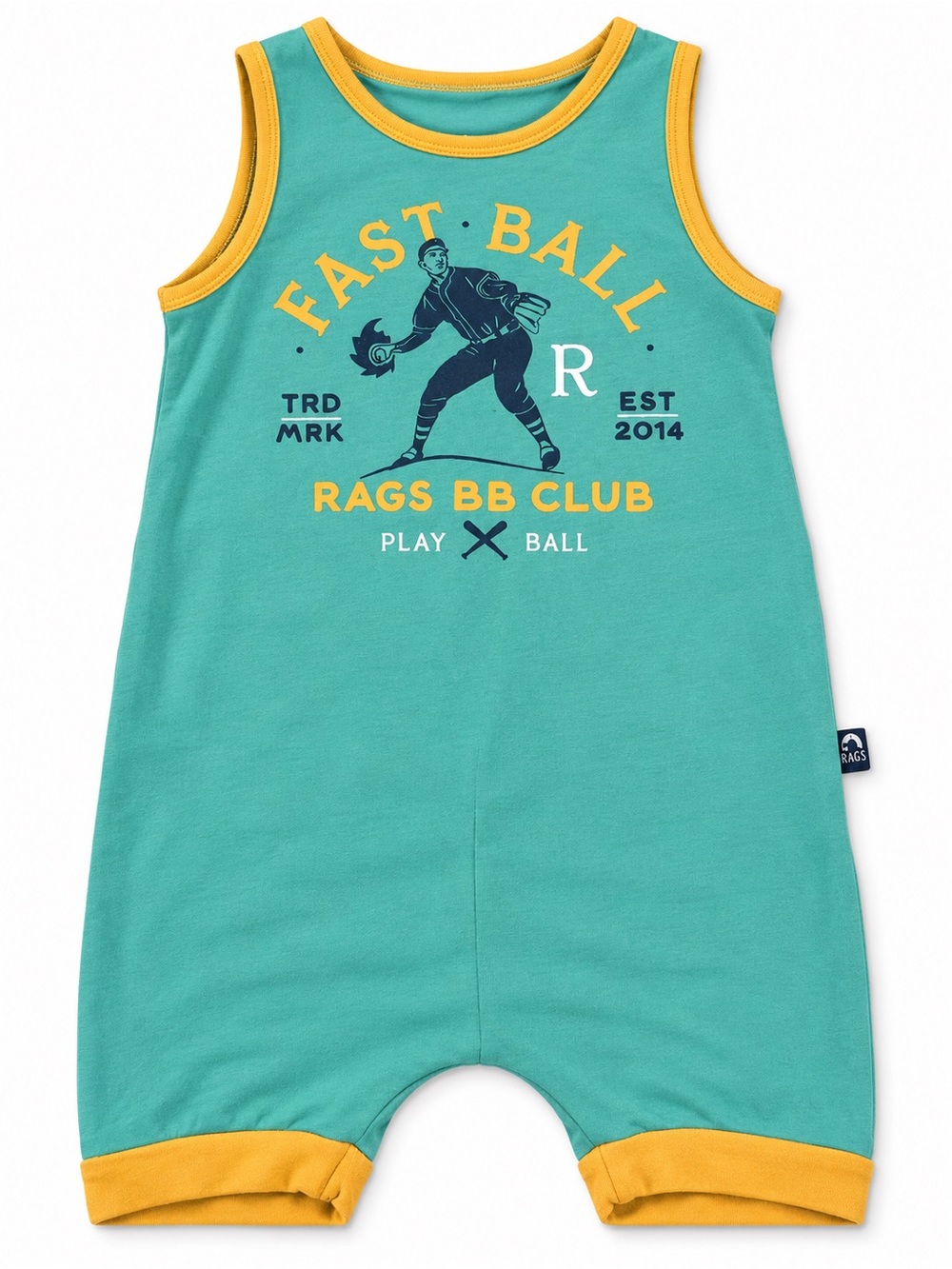 RAGS Boy Fast Ball Baseball Romper One Piece Size 2T